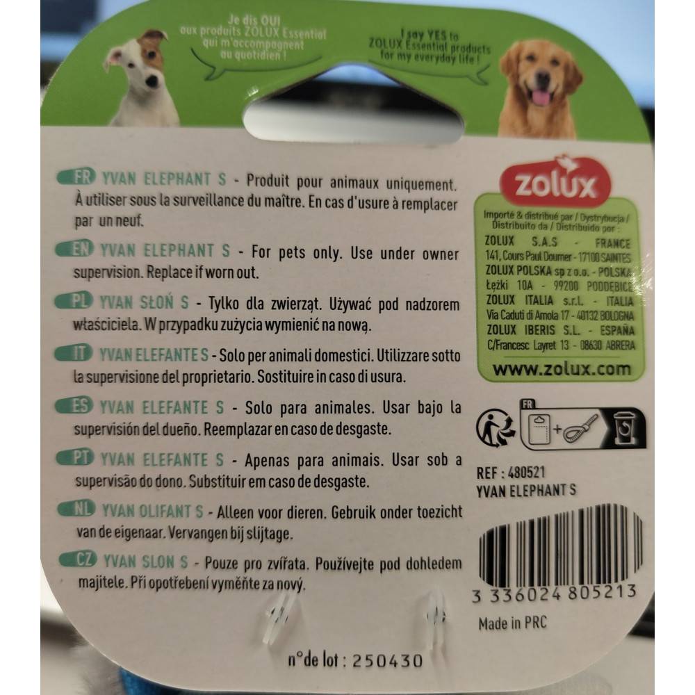 Zolux - Eléphant Yvan S  Jouet sonore pour chien - Imagen 4
