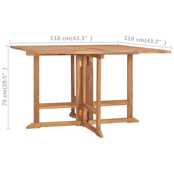Table à dîner de jardin pliable - Table d'extérieur - Table de jardin 110x110x75 cm Teck massif - Image 7