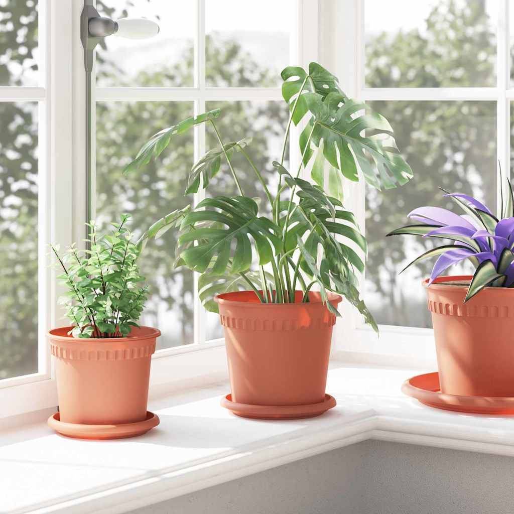 Pot à fleurs rond 24 pcs | Bac à fleurs Rouge brique Ø 17 x 14 cm Plastique - Image 4