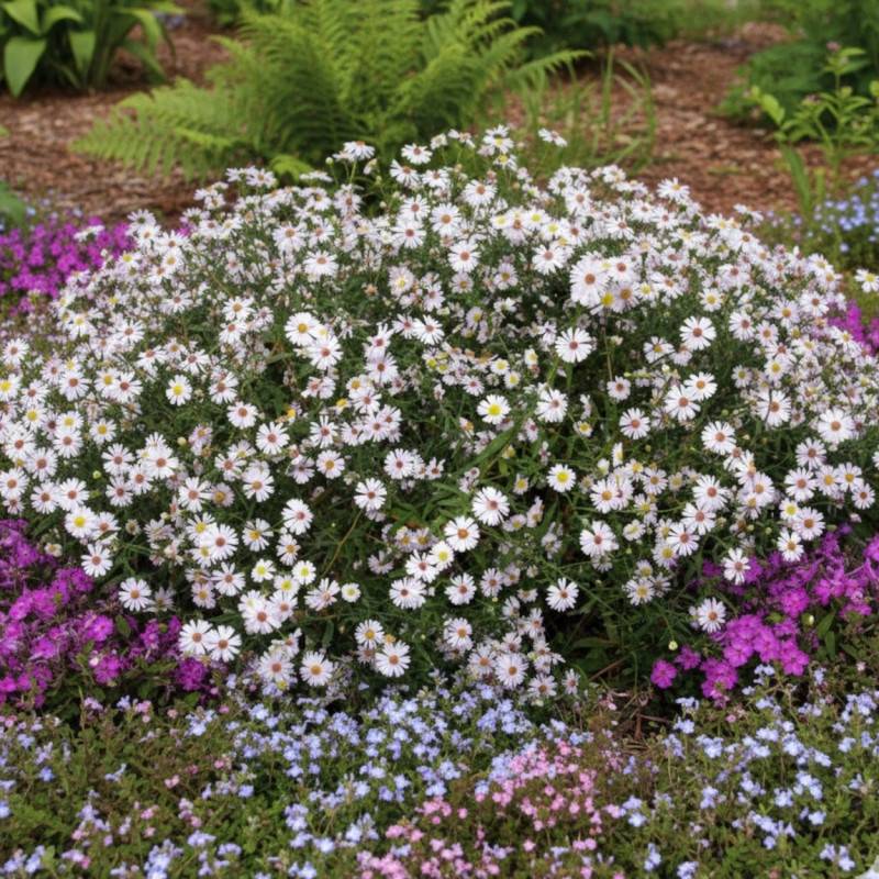 Aster d'automne ericoides à fleurs Rose/Blanche - feuillage Caduc - Godet - 5/20 cm