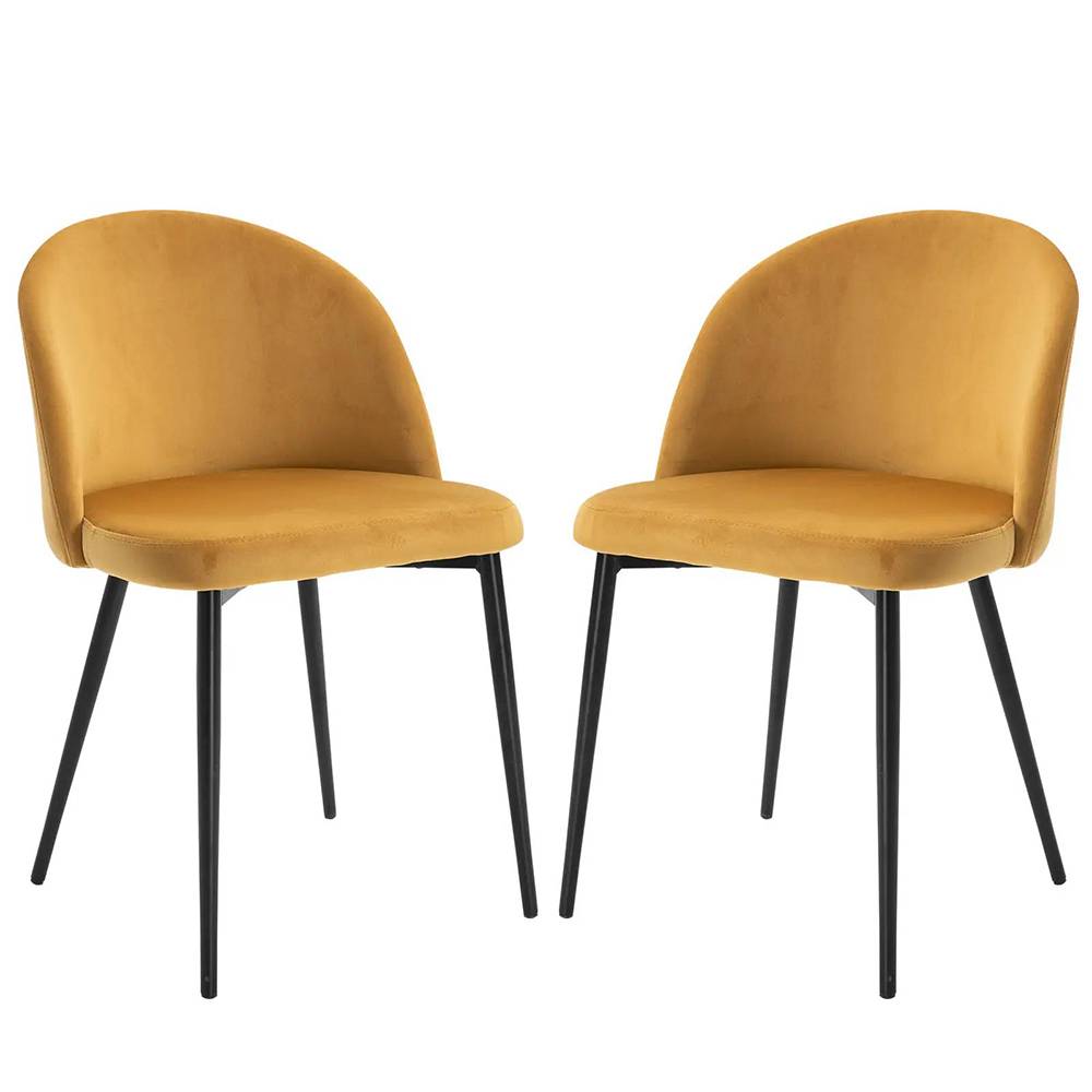 KOMHTOM - 2 chaises de restaurant, style nordique, tissu velours, pieds métalliques fins, couleur jaune. - Image 5