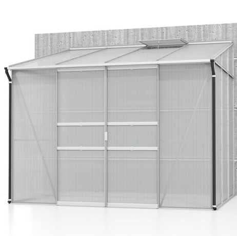 Vitavia - Serre adossée IDA 5200 - 5,20 m² polycarbonate avec porte coulissante et lucarne, Couleur Vert, Polycarbonate 4 mm - Image 2