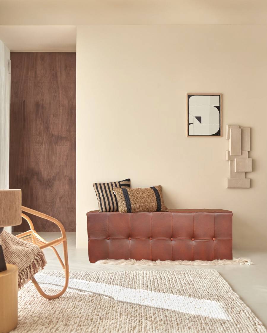 Palm - Banc rembourré en cuir marron capitonné - UNIQKA - Imagen 2