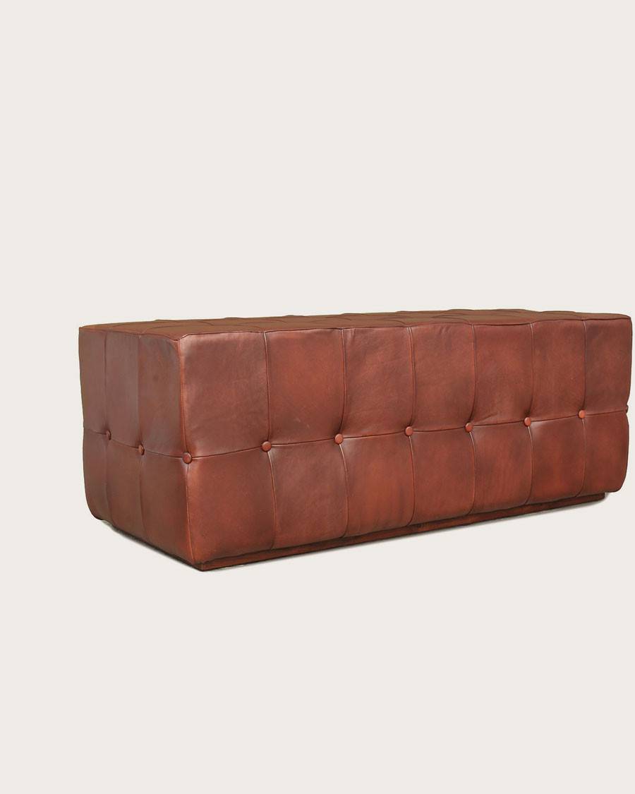 Palm - Banc rembourré en cuir marron capitonné - UNIQKA - Imagen 4