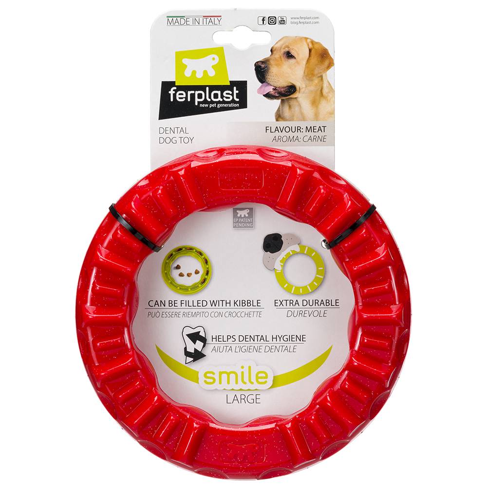 Ferplast - Ferplast Jouet Chien, Anneau Distributeur Croquettes Friandises pour Chien, en Matériau Durable à Mâcher, Arôme de Viande, pour l'Hygiène Dentaire, - Imagen 7