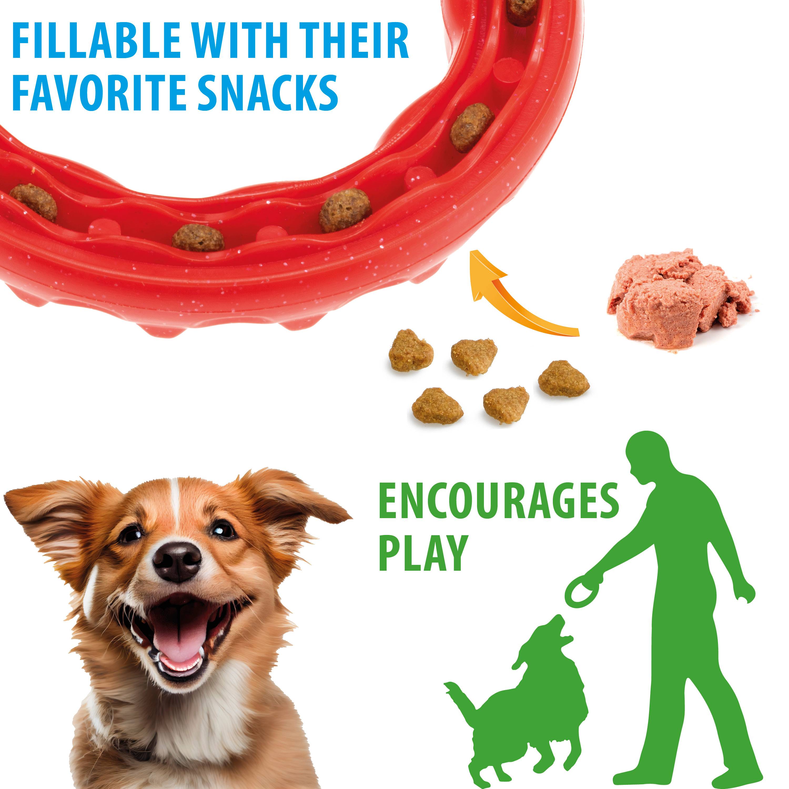 Ferplast - Ferplast Jouet Chien, Anneau Distributeur Croquettes Friandises pour Chien, en Matériau Durable à Mâcher, Arôme de Viande, pour l'Hygiène Dentaire, - Imagen 3