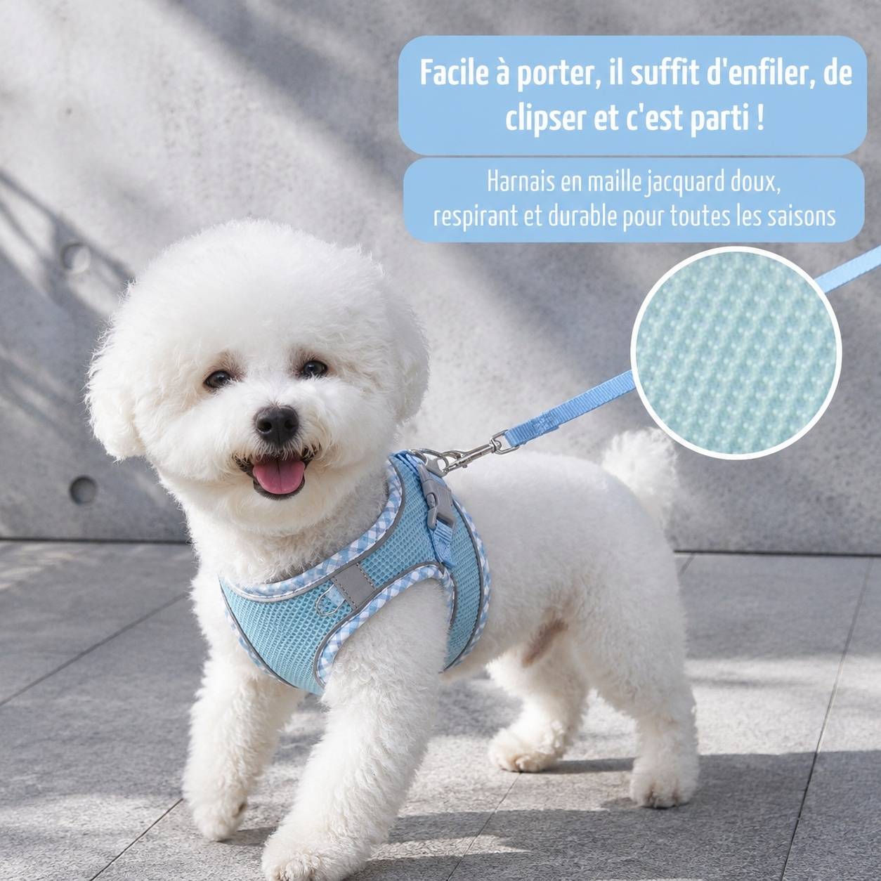 Ensemble Harnais et Laisse pour Chiot Respirant à Bandes Réfléchissantes Antidérapant - Image 3