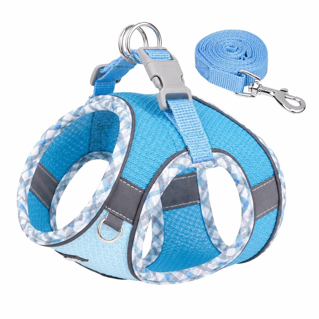 Ensemble Harnais et Laisse pour Chiot Respirant à Bandes Réfléchissantes Antidérapant - Image 1