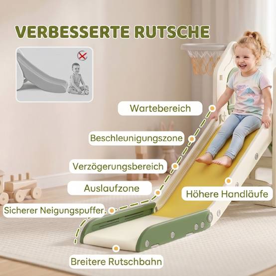 Toboggan pliable 4-en-1 pour tout-petit avec élément d’escalade, panier de basket, rangement et ballon, 1-3 ans, blanc crème - Image 6