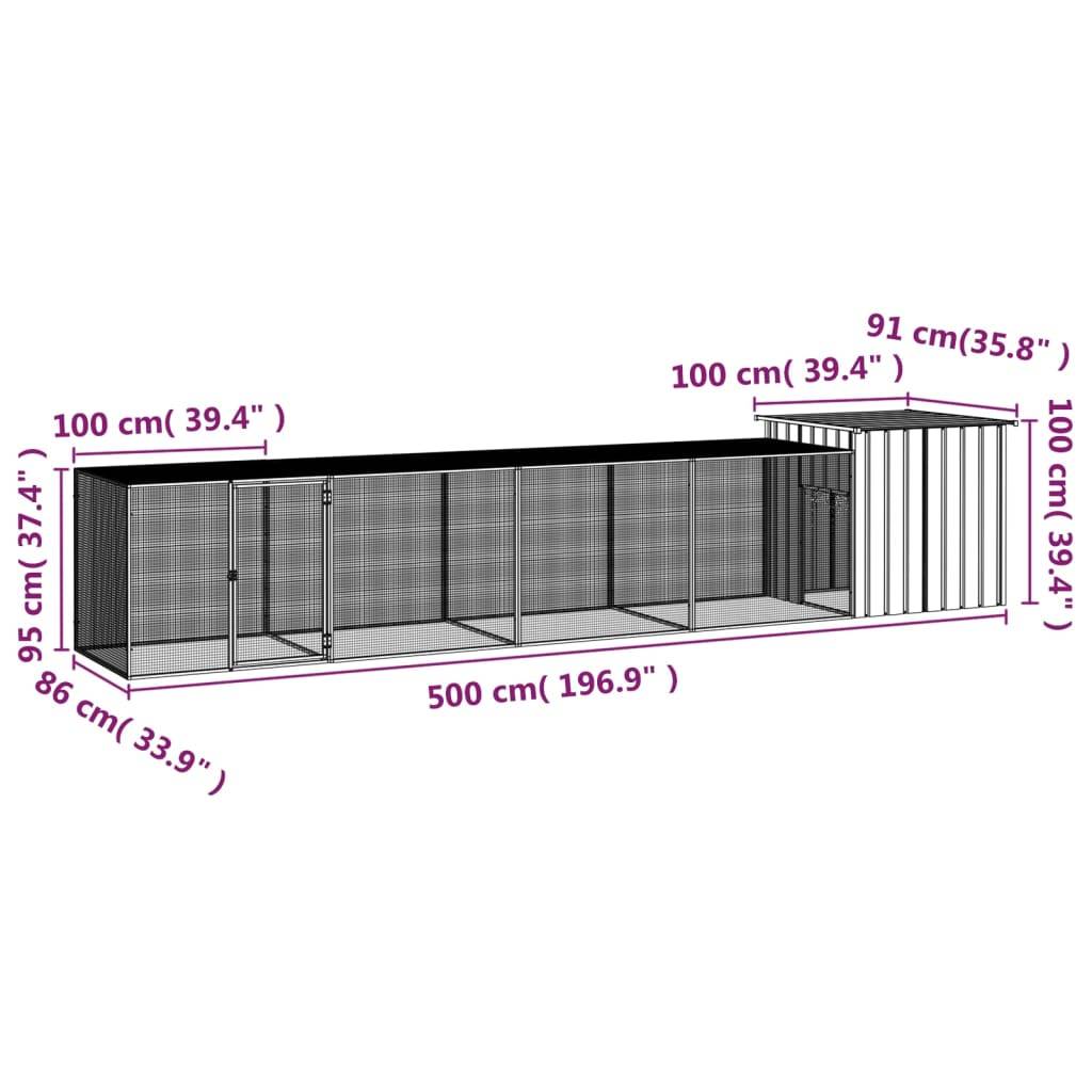 Vidaxl - Poulailler Anthracite 500x91x100 cm Acier galvanisé vidaXL 3106454 - Image 3