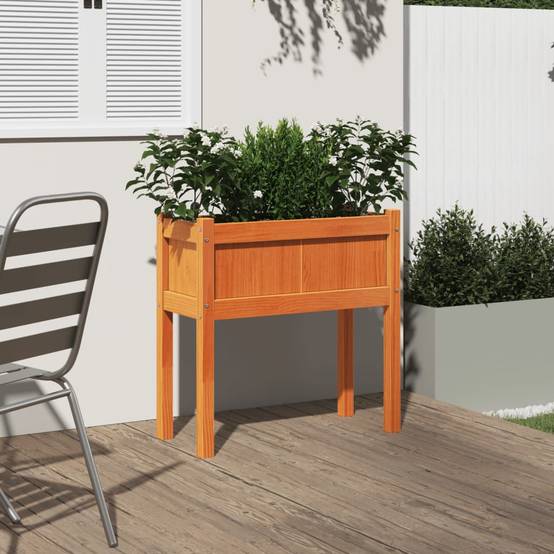 Jardinière avec pieds bois de pin massif cire marron 70 x 31 x 70 cm - PANGIVO - Image 3