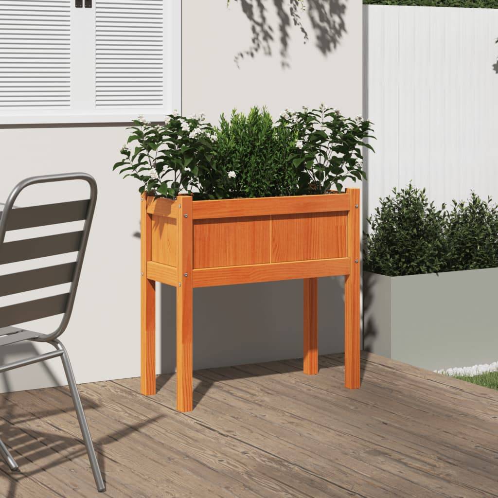 Jardinière avec pieds bois de pin massif cire marron 70 x 31 x 70 cm - PANGIVO - Image 3