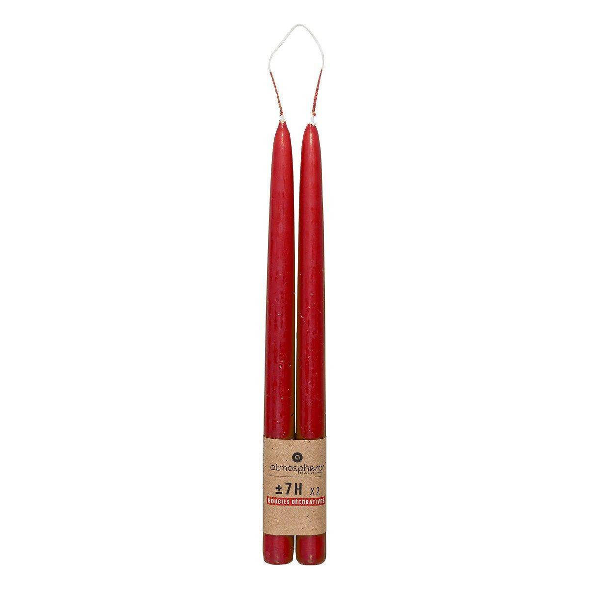 Lot de 2 Bougies Bâton "Hugo" 30cm Rouge - Image 2