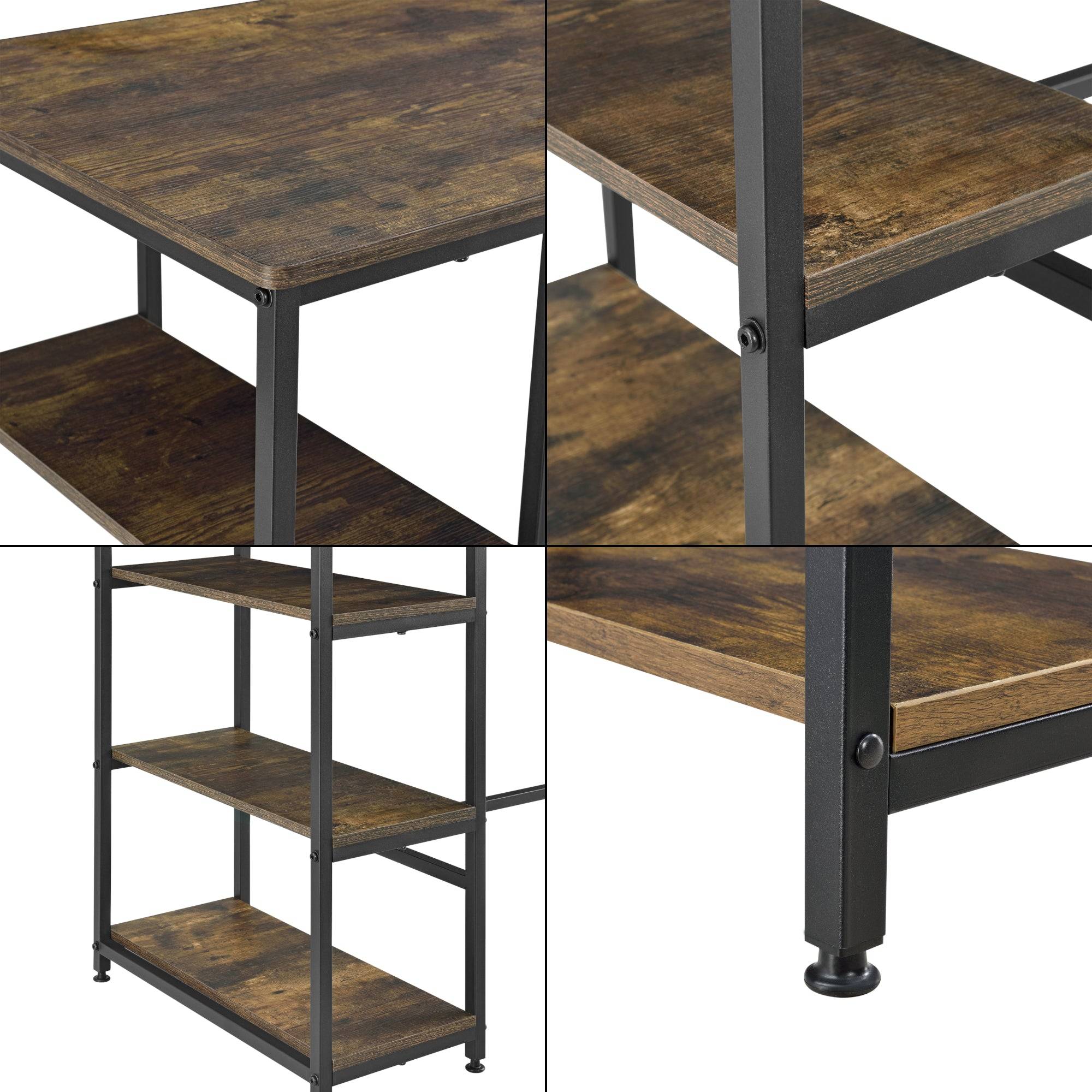 Helloshop26 - Table de bar 3 étagères 100 x 109 x 60 cm noir effet bois foncé - Imagen 4