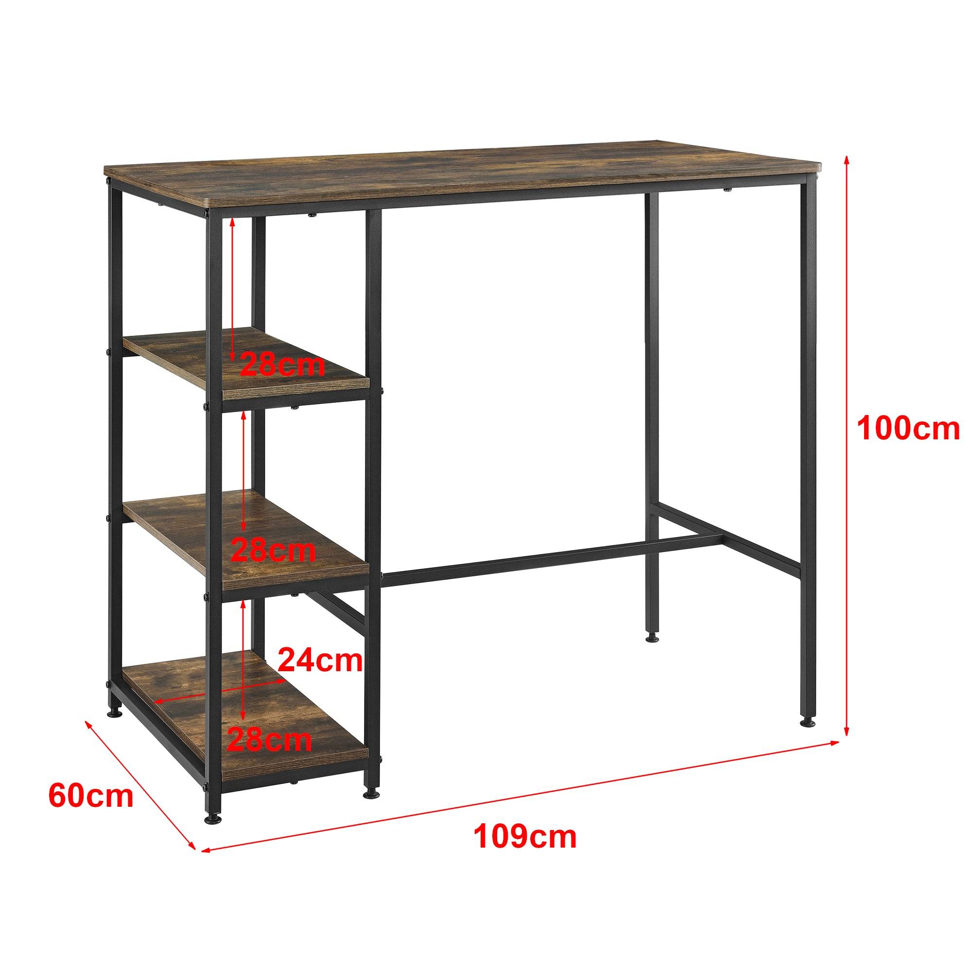 Helloshop26 - Table de bar 3 étagères 100 x 109 x 60 cm noir effet bois foncé - Imagen 2