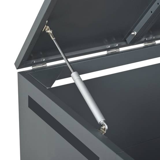 Cache-poubelle double acier galvanisé jardin couvercle hydraulique 132x80x118cm gris bois - ComfortXL Outdoor Living - Image 8