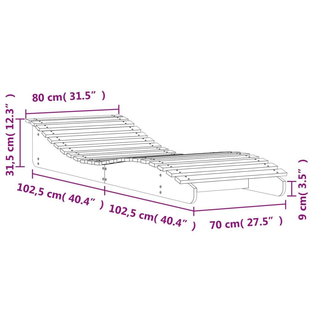 Bain de soleil - Transat - Chaise longue cire marron 205x80x31,5 cm bois massif de pin - MEUBLE PRO - Image 9
