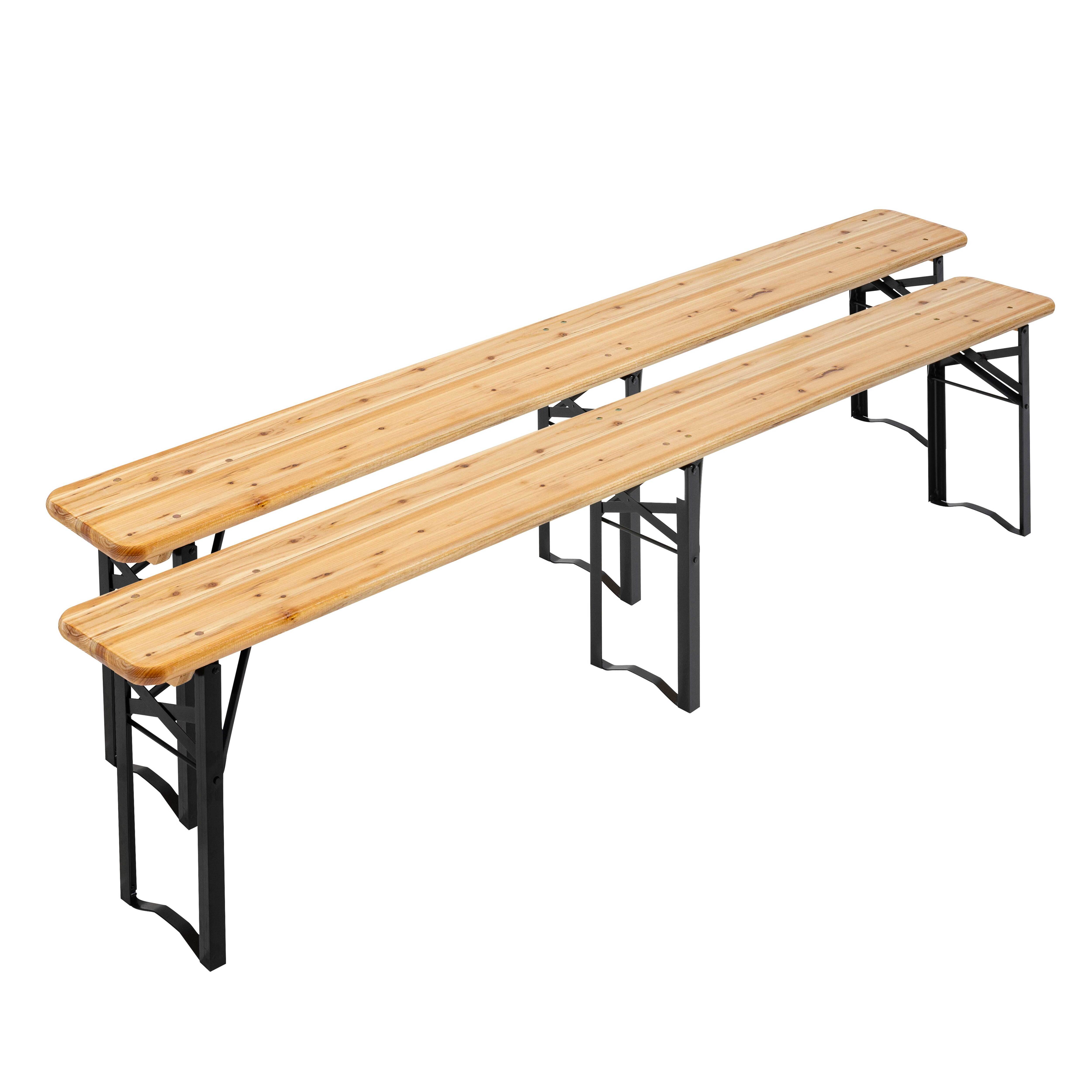 Oviala - Lot de 2 bancs pliants brasserie en bois 180 cm Munich - Oviala - Imagen 1