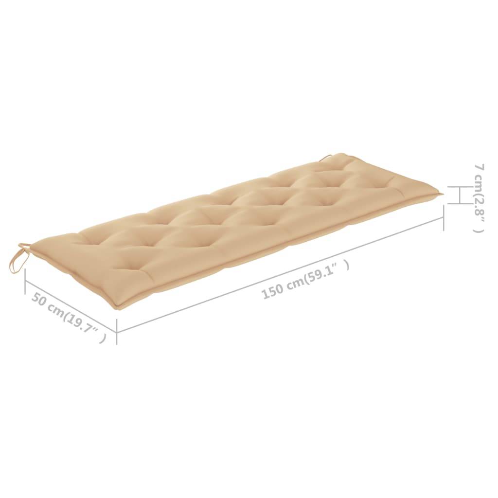 Helloshop26 - Banc de jardin meuble de patio d'extérieur terrasse avec coussin 157 cm bois d'acacia massif - Imagen 9