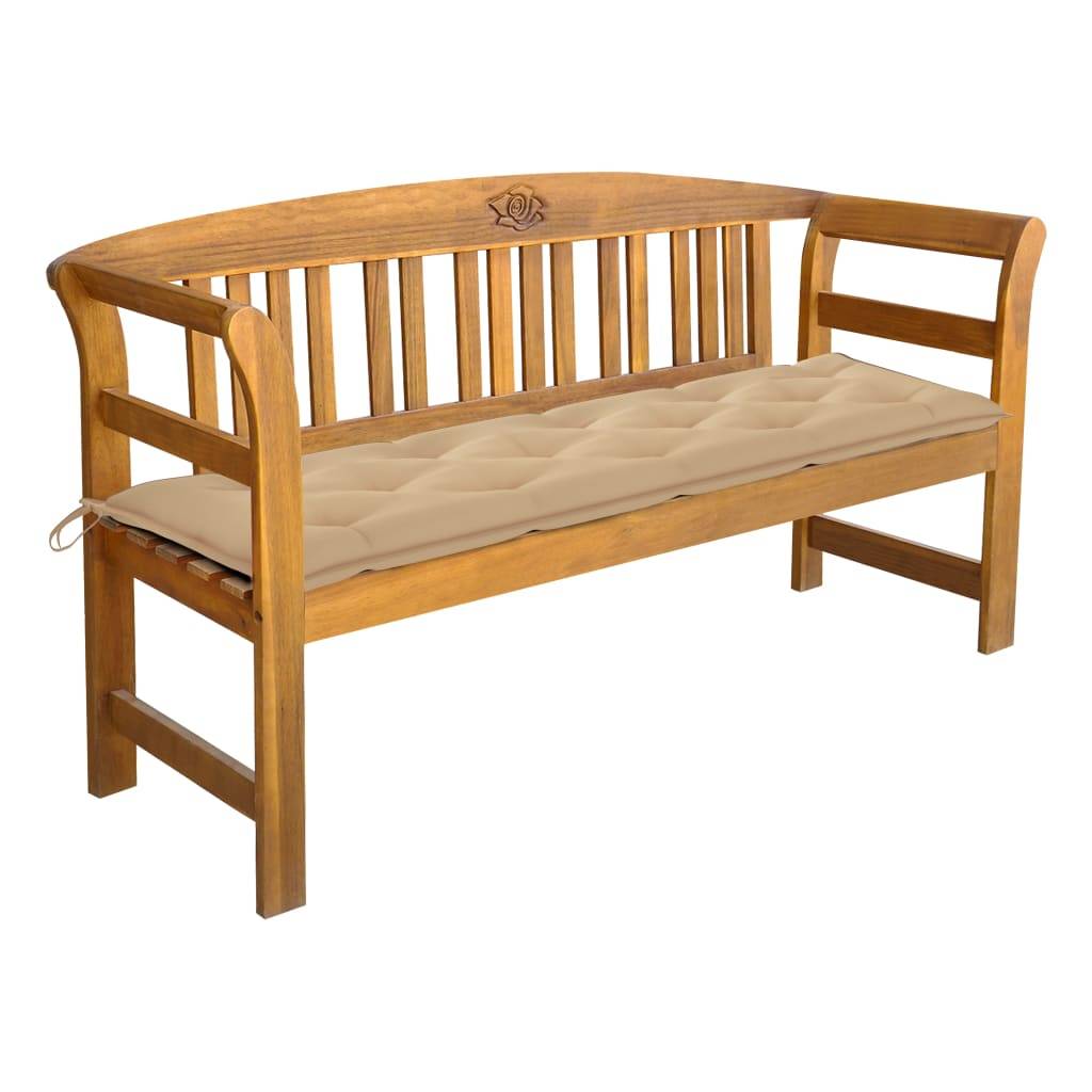 Helloshop26 - Banc de jardin meuble de patio d'extérieur terrasse avec coussin 157 cm bois d'acacia massif - Imagen 1