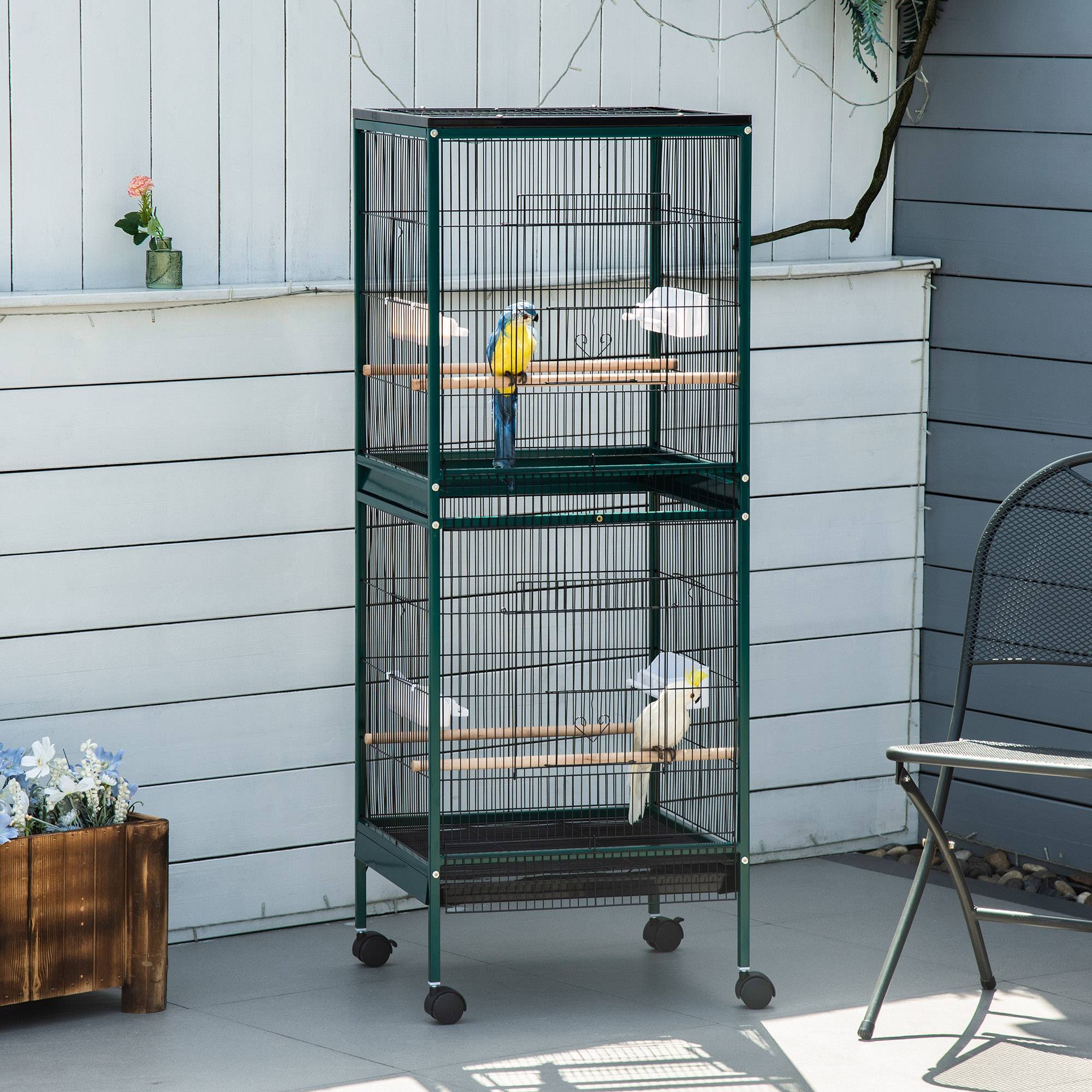 Cage à oiseaux acier 51.5 x 50 x 140 cm - PANGIVO - Image 4