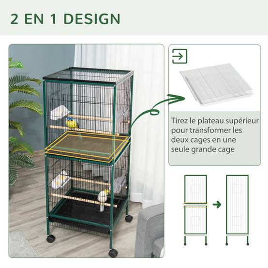 Cage à oiseaux acier 51.5 x 50 x 140 cm - PANGIVO - Image 6