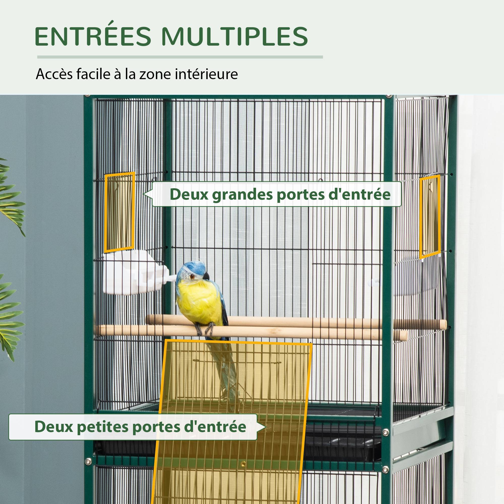 Cage à oiseaux acier 51.5 x 50 x 140 cm - PANGIVO - Image 7
