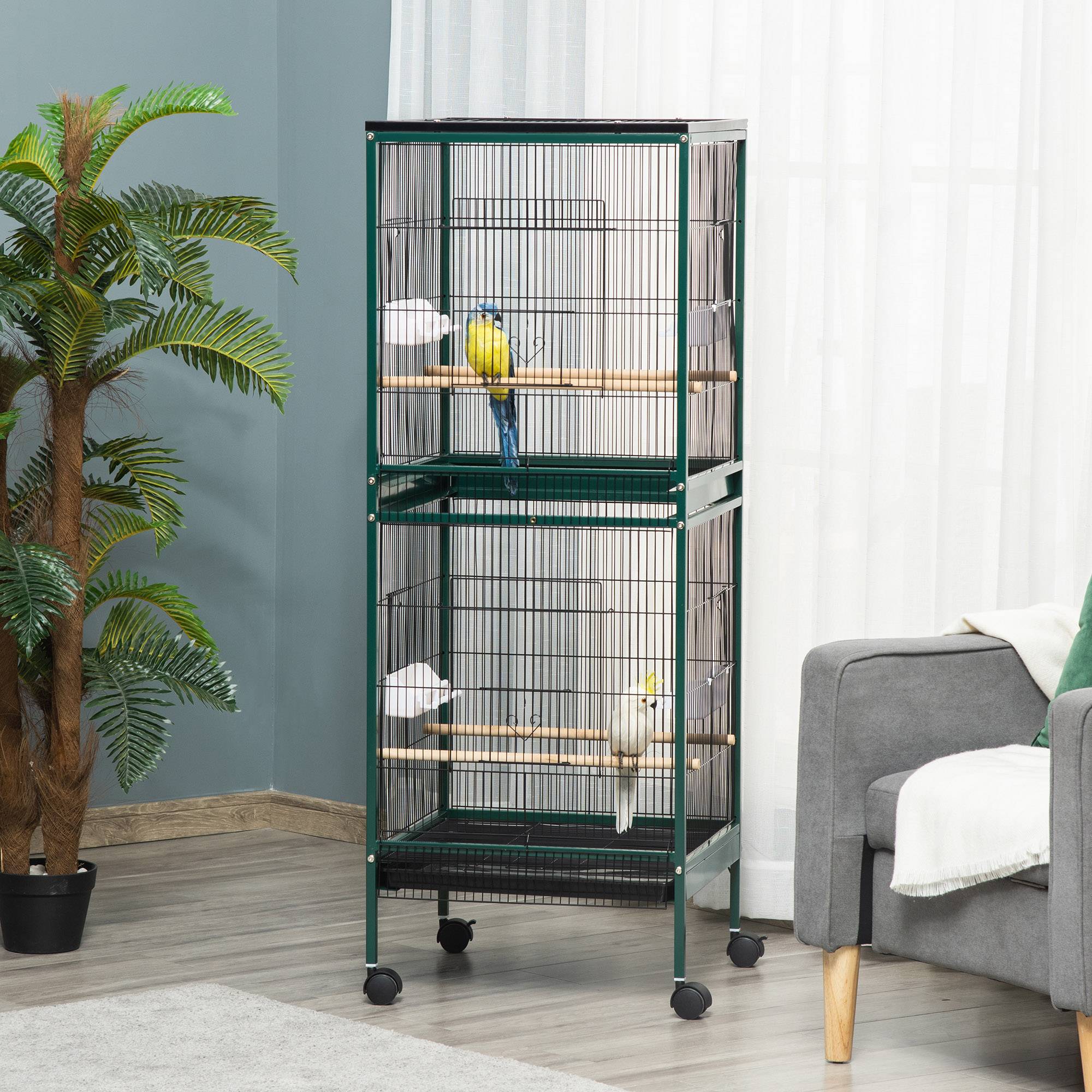 Cage à oiseaux acier 51.5 x 50 x 140 cm - PANGIVO - Image 3