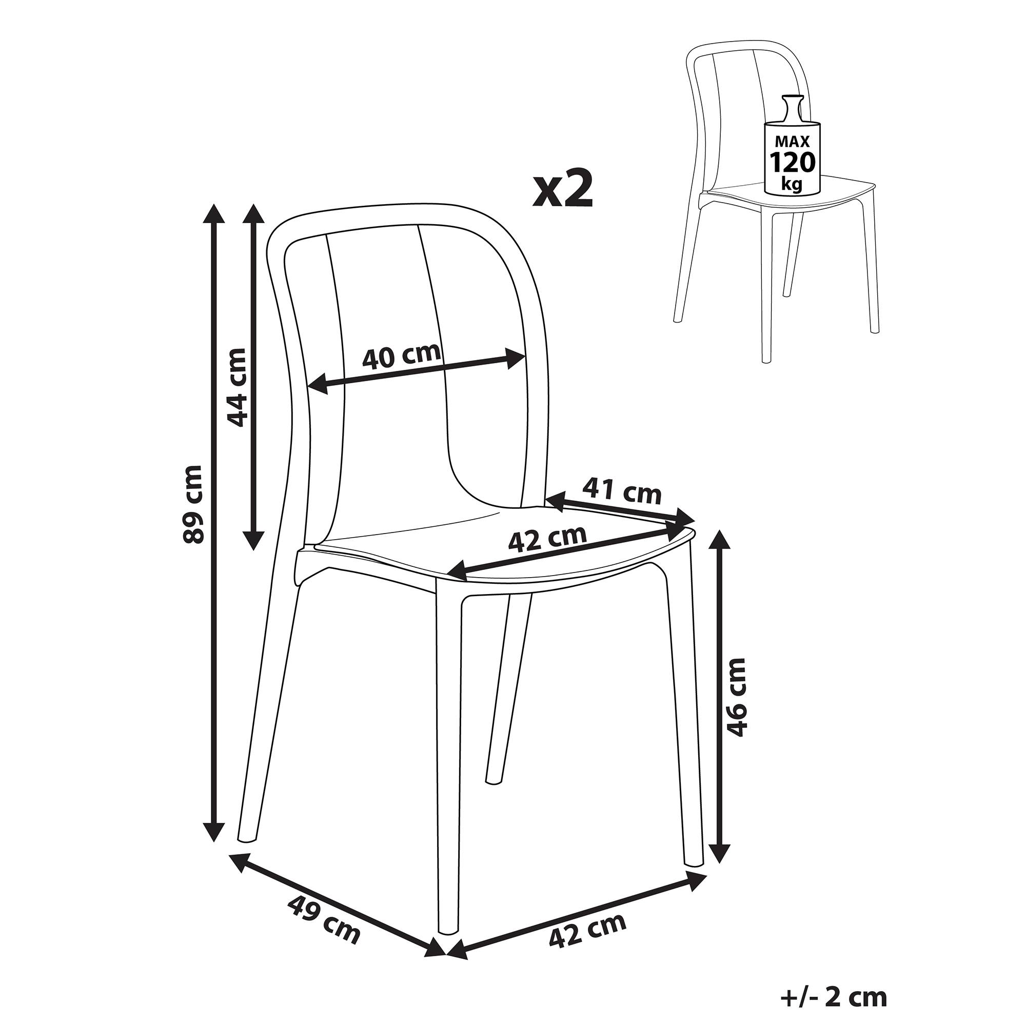Beliani - Lot de 2 Chaises de Salle à Manger Design en Plastique Blanc et Gris Clair pour Intérieur et Extérieur au Style Moderne et Scandianave Beliani - Imagen 3