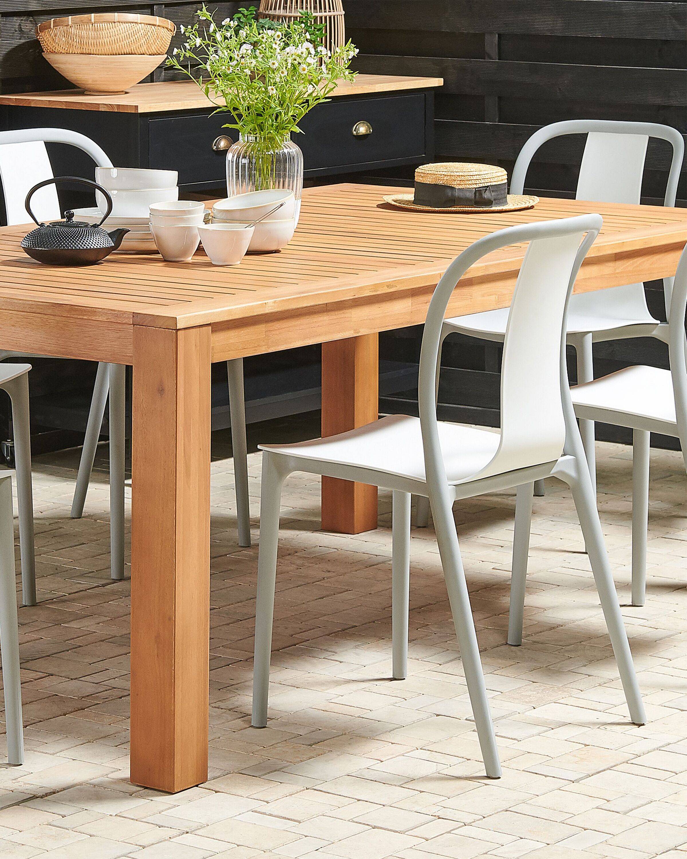 Beliani - Lot de 2 Chaises de Salle à Manger Design en Plastique Blanc et Gris Clair pour Intérieur et Extérieur au Style Moderne et Scandianave Beliani - Imagen 2