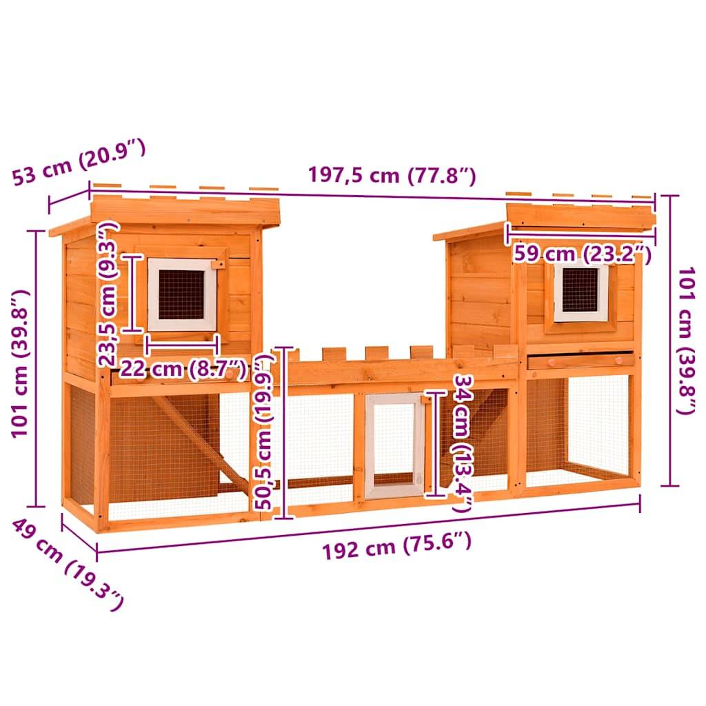 Vidaxl - Clapier large d'extérieur avec maison double vidaXL 170174 - Imagen 3