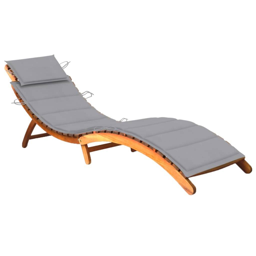 Helloshop26 - Transat chaise longue bain de soleil lit de jardin terrasse meuble d'extérieur avec coussin bois d'acacia solide - Imagen 1