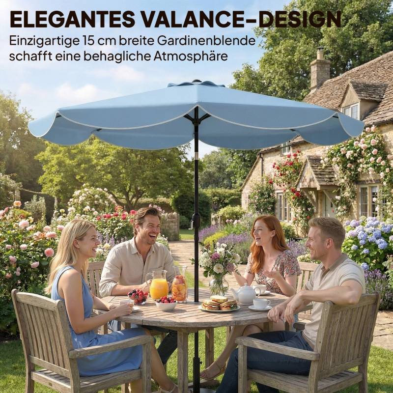 Parasol rond balcon plage à triple inclinaison à manivelle, 8 baleines, bleu ciel Ø265x235H cm - Image 4