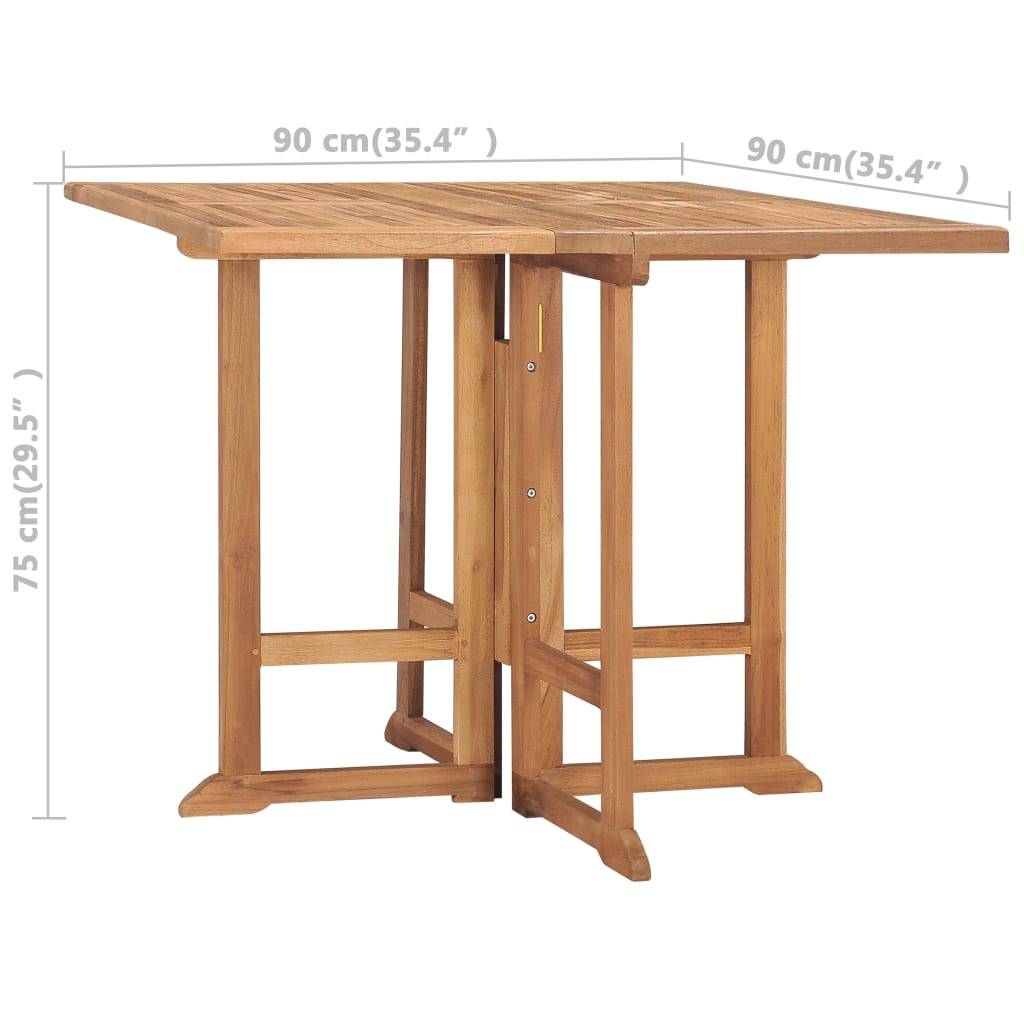 Table à dîner pliable bois de teck Ø90 x 75 cm, Poids :19.1kg - PANGIVO - Image 7