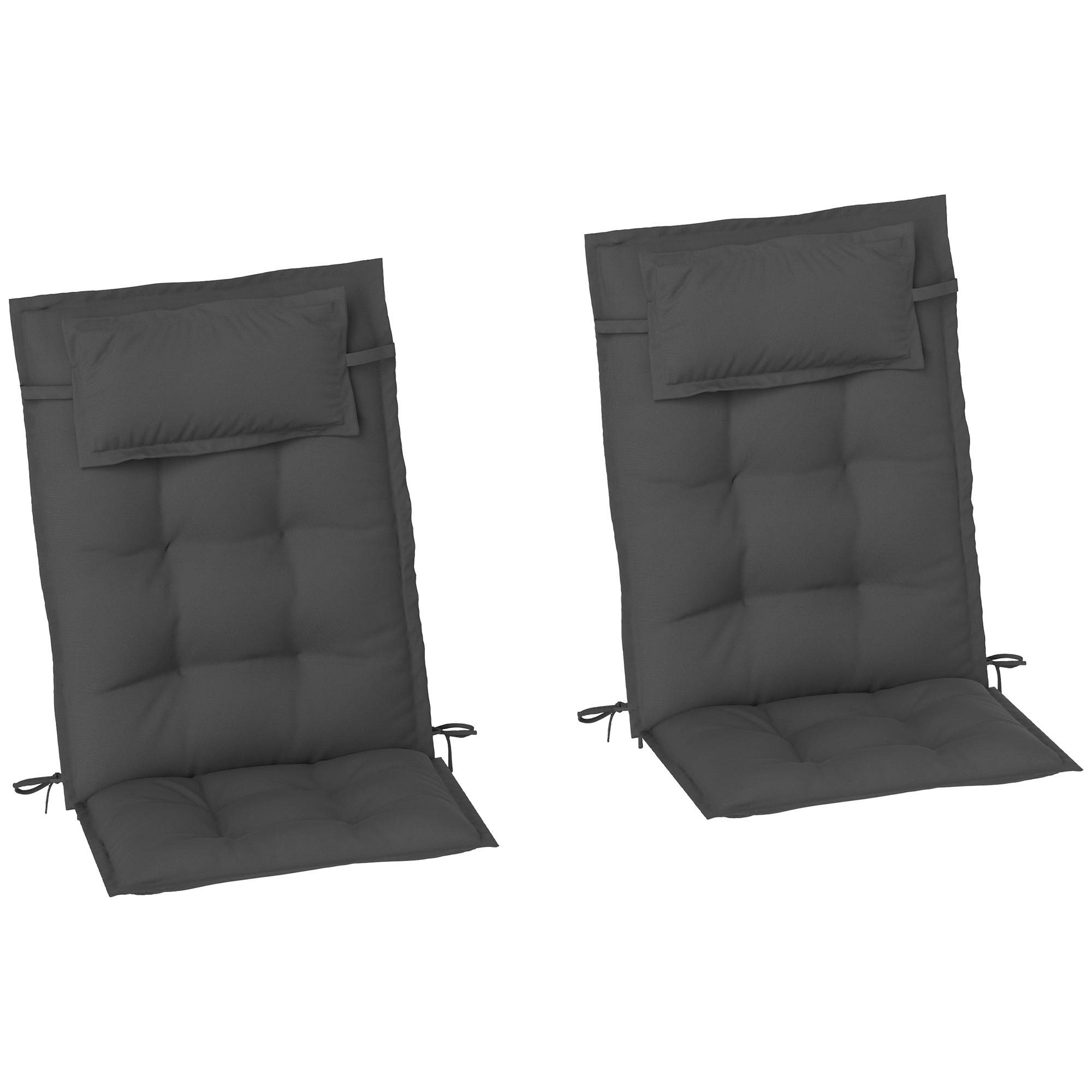 Lot de 2 coussins pour transats, déperlants, pour transats de jardin, 50 x 116 x 5 cm, gris foncé