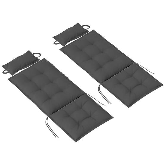 Lot de 2 coussins pour transats, déperlants, pour transats de jardin, 50 x 116 x 5 cm, gris foncé - Image 2