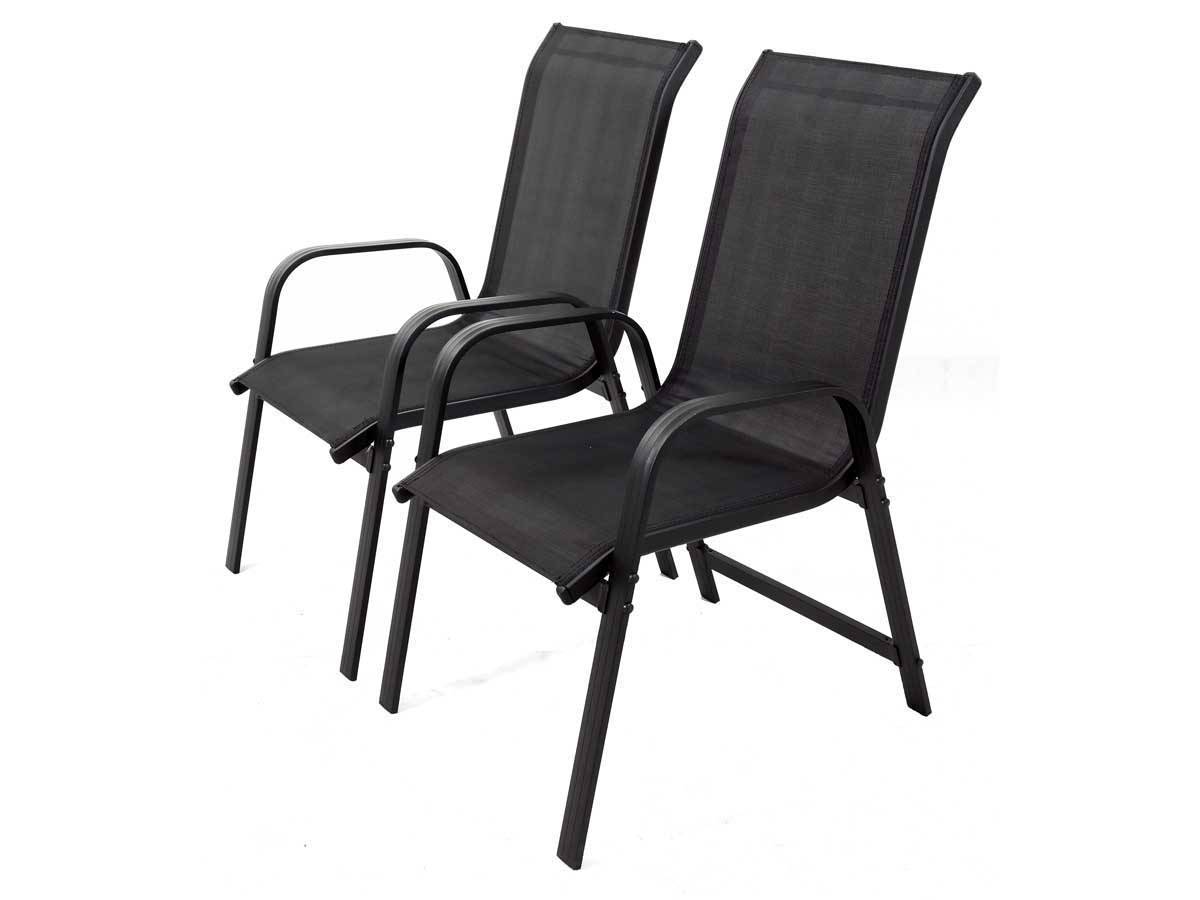 Lot De 2 Fauteuils De Jardin "porto" Alu/textilène - Noir -habitat Et Jardin - Imagen 1
