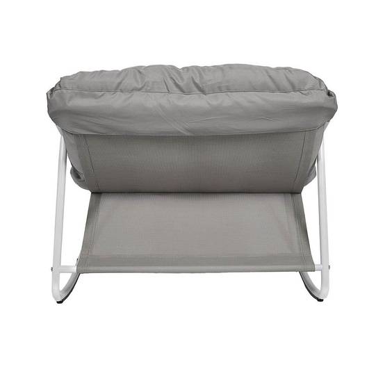 ALTOBUY - Fauteuil à Bascule en Métal Blanc et Textilène avec Coussin d'assise Taupe - SABHA - Image 4