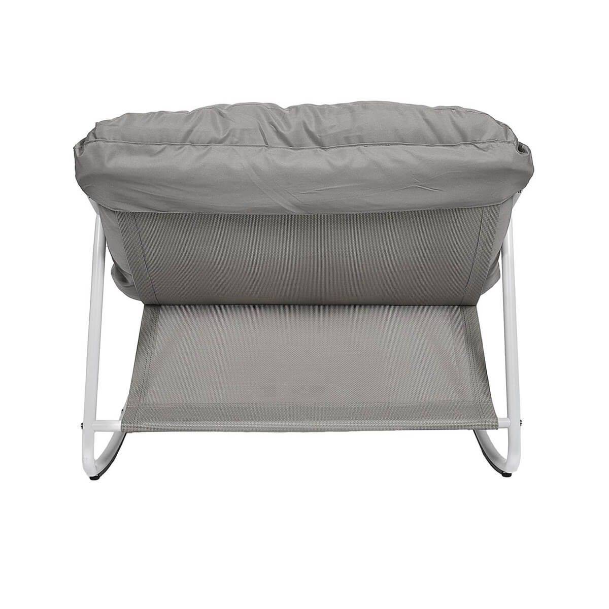 ALTOBUY - Fauteuil à Bascule en Métal Blanc et Textilène avec Coussin d'assise Taupe - SABHA - Image 4
