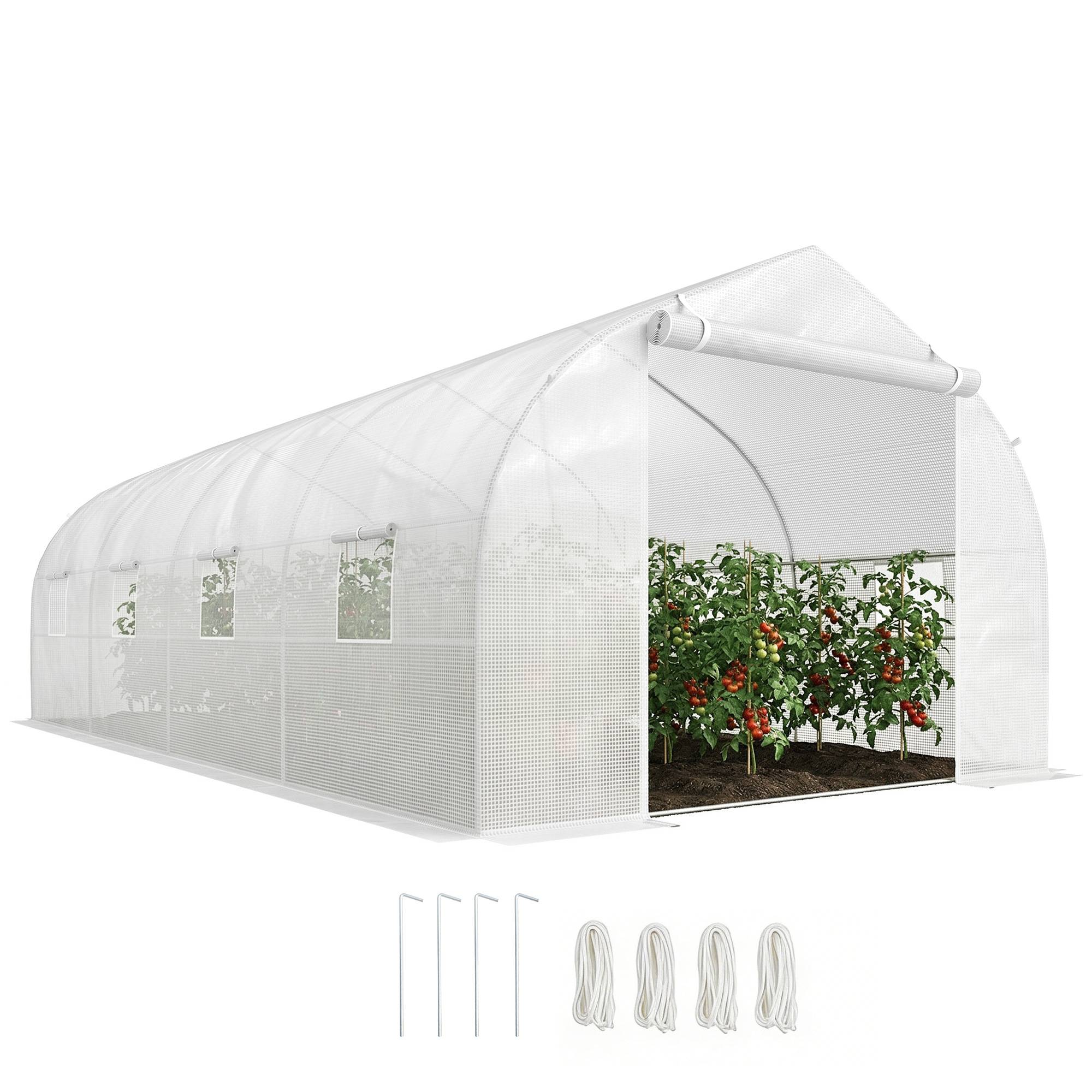 Serre Tunnel de Jardin 18m² Acier et Bâche PE 8 Fenêtres de Ventilation 6x3x2 m Blanc - ComfortXL Outdoor Living - Image 1