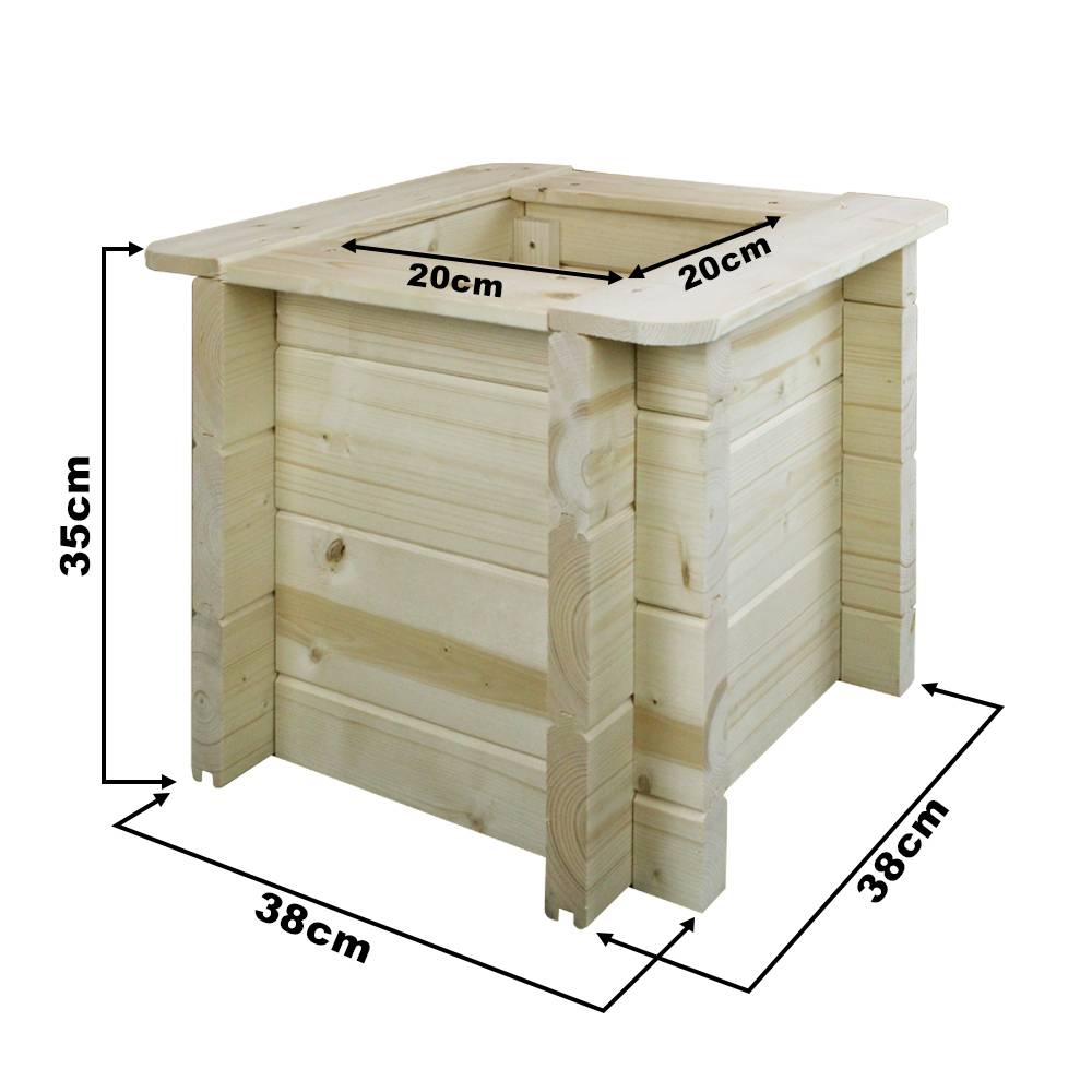 Timbela - Carre Potager Exterieur Bois 38x38xH35 cm - Jardinieres Exterieur pour Fleurs, Herbes aromatiques, Légumes- 28 mm d’épaisseur - Timbela M610 - Image 5