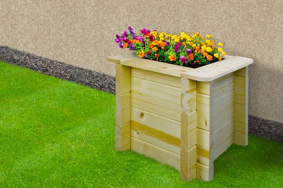 Timbela - Carre Potager Exterieur Bois 38x38xH35 cm - Jardinieres Exterieur pour Fleurs, Herbes aromatiques, Légumes- 28 mm d’épaisseur - Timbela M610 - Image 1