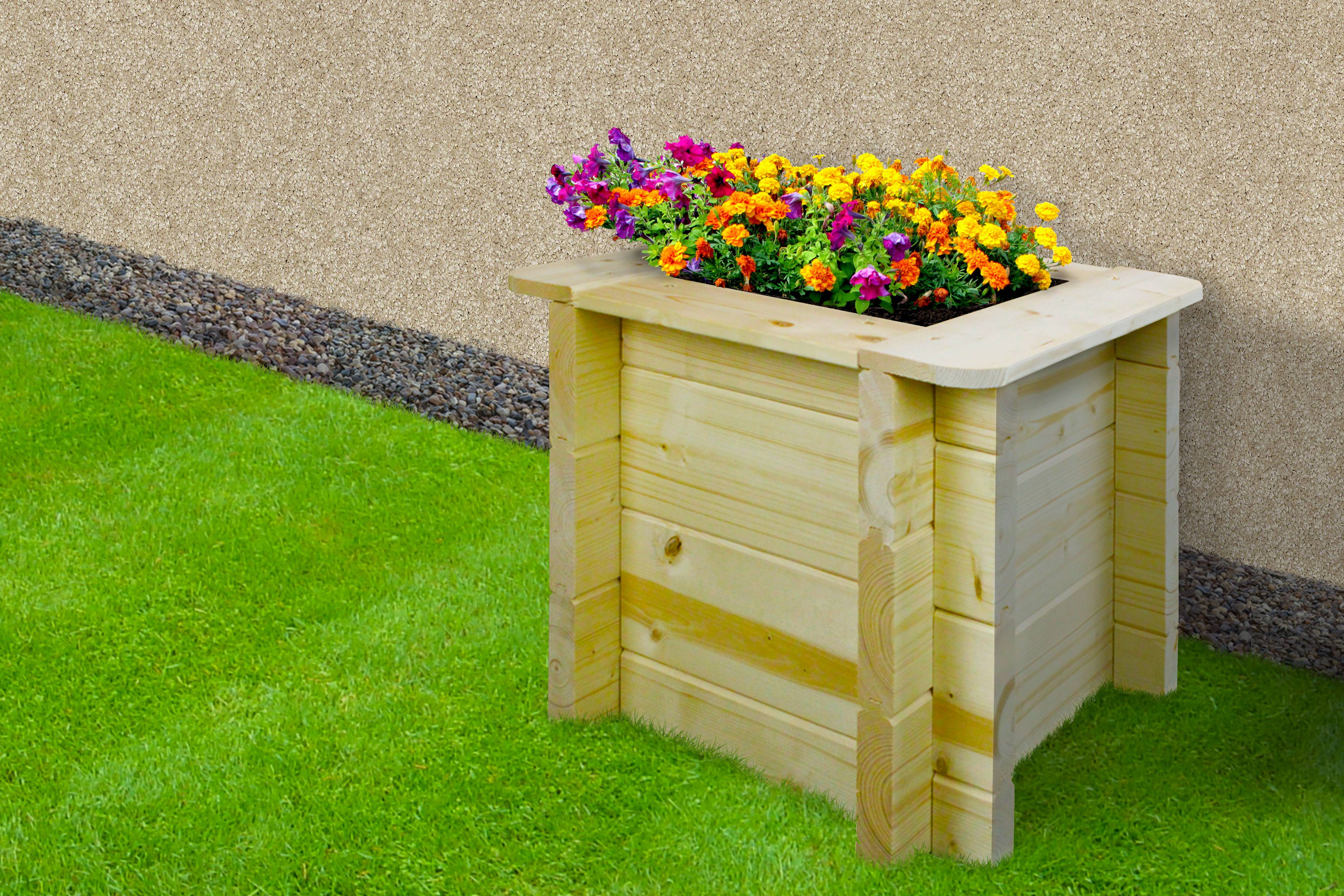 Timbela - Carre Potager Exterieur Bois 38x38xH35 cm - Jardinieres Exterieur pour Fleurs, Herbes aromatiques, Légumes- 28 mm d’épaisseur - Timbela M610 - Image 1