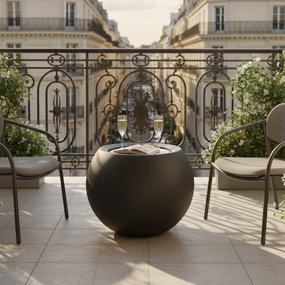 Table de jardin ronde querida hauteur 70 cm – design boule xxl-plast'up rotomoulage - Image 3