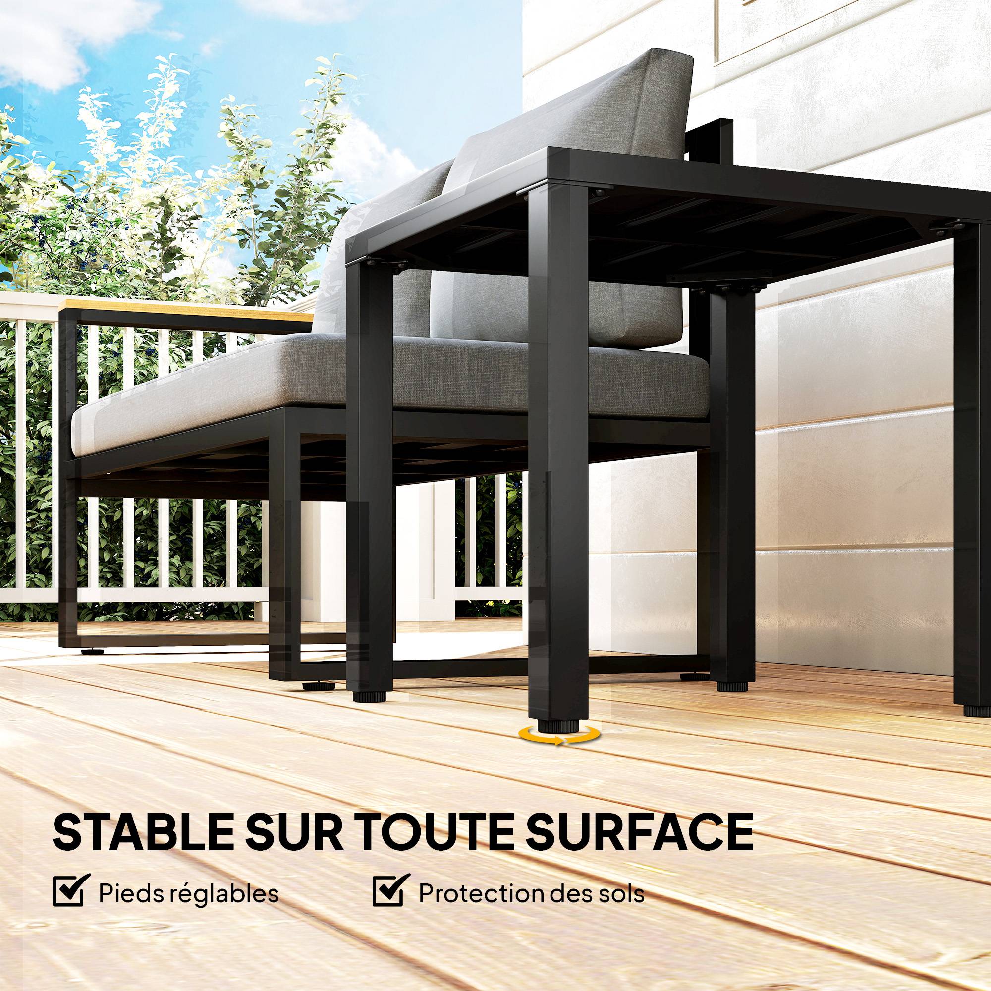 Table d'appoint carrée métal pour balcon et terrasse résistante 45cm noir - ComfortXL Outdoor Living - Image 7