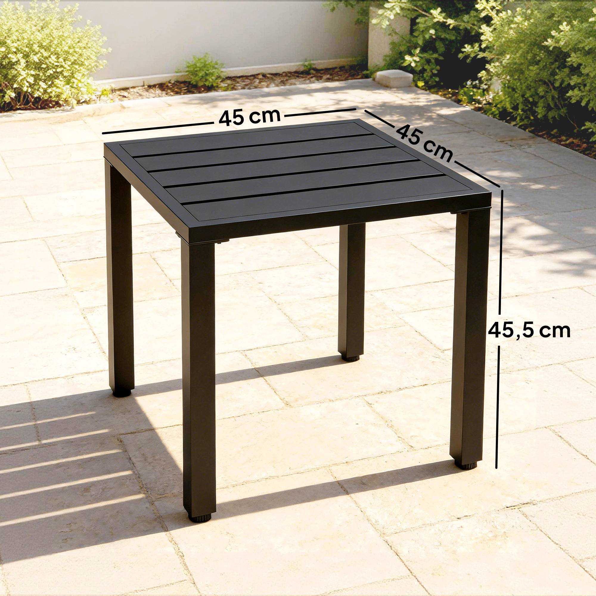 Table d'appoint carrée métal pour balcon et terrasse résistante 45cm noir - ComfortXL Outdoor Living - Image 5