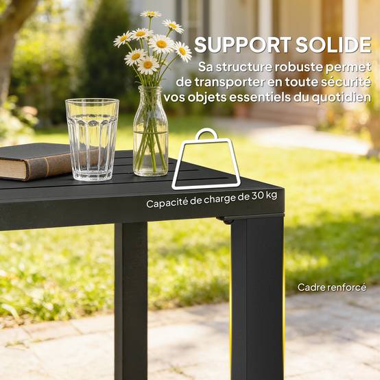 Table d'appoint carrée métal pour balcon et terrasse résistante 45cm noir - ComfortXL Outdoor Living - Image 8