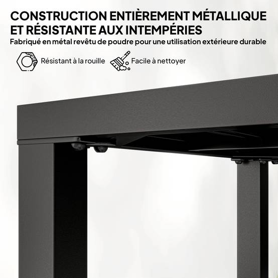 Table d'appoint carrée métal pour balcon et terrasse résistante 45cm noir - ComfortXL Outdoor Living - Image 6