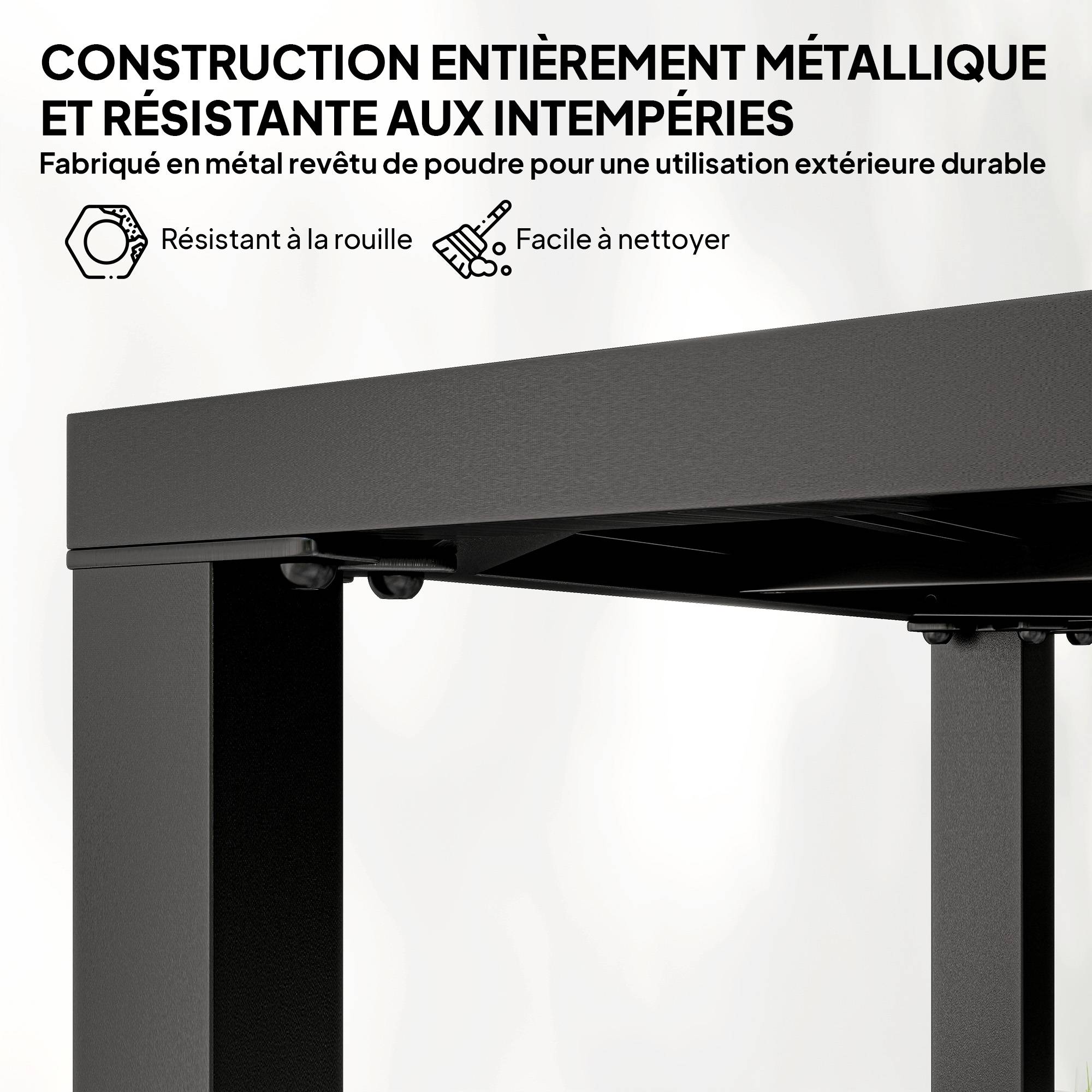 Table d'appoint carrée métal pour balcon et terrasse résistante 45cm noir - ComfortXL Outdoor Living - Image 6