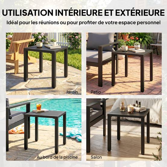 Table d'appoint carrée métal pour balcon et terrasse résistante 45cm noir - ComfortXL Outdoor Living - Image 10